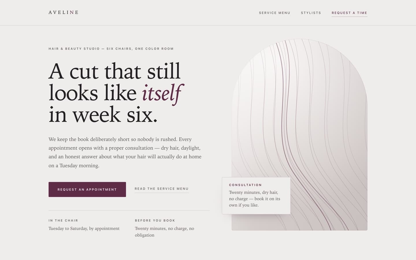 Hair and beauty salon website, shown on desktop and phone